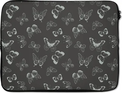 Produktbild von MuchoWow® Laptop Hülle 17 Zoll Laptoptasche Schmetterlinge - Retro - Design - Zipper - Schutzabdeckung
