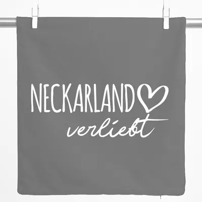 Produktbild von Huuraa Kissenbezug Neckarland verliebt 40x40cm Steel Grey Baumwolle Dekokissenbezug Geschenkidee