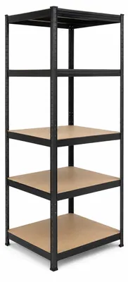 Produktbild von Relaxdays Schwerlastregal, HxBxT: 200 x 80 x 60 cm, 875 kg, 5 Ebenen, Lagerregal Keller, zum Stecken, schwarz/braun