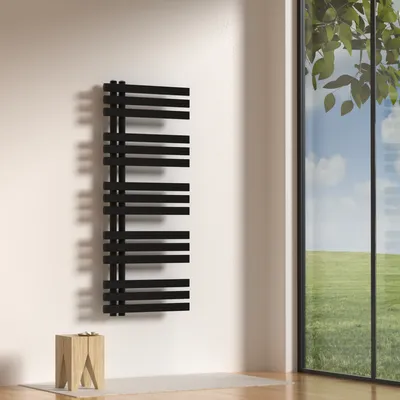 Obrázek produktu pro Ručníkový radiátor "Slidre" s 15 lamelami ocel 120 x 50 cm černý