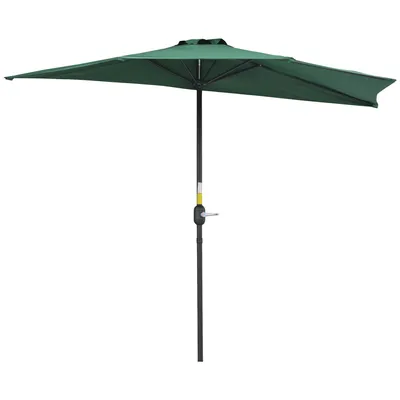 Produktbild von Outsunny Sonnenschirm 269 x 138 x 236 cm, Garten-Sonnenschirm mit Kurbel und halbrunder Form für Außenterrasse, Terrasse, Pool, Grün