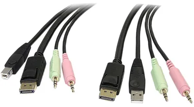 Produktbild von StarTech.com 1,8m 4-in-1 USB DisplayPort KVM-Switch Kabel mit Audio und Mikrofon, 1,829 m, USB, USB, DisplayPort, Schwarz, DisplayPort, USB A, 2 x 3.5mm
