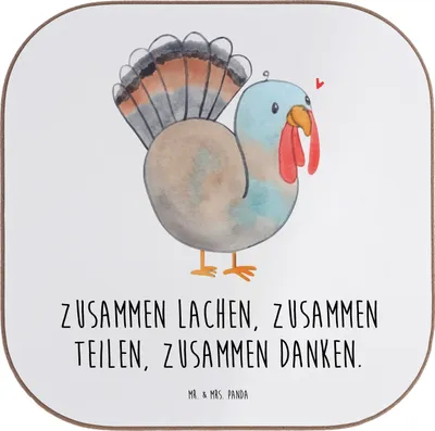 Produktbild von Mr. & Mrs. Panda Holzuntersetzer Erntedankfest Freude - Weiß - Geschenk, Feiertag, teilen, Freunde, Herz, Untersetzer Glas, Erntefest, Dankbarkeit, Feiertage, Tasse