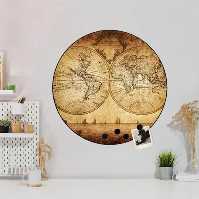 Produktbild von Design Stahlmagnettafel Schwarz Rund 47cm Sieben Weltmeere