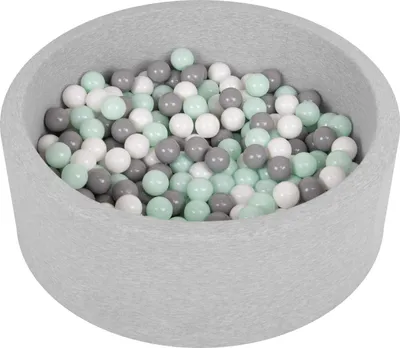 Produktbild von Selonis Bällepool Rund 90x30cm 200 Bunten Bälle ∅6cm - Babyspielzeug Bällebäder Baby zimmer Bälle bällebad Plastikbälle Spielbad - Hellgrau