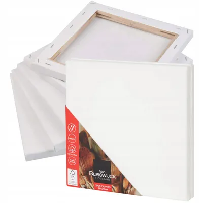 Zdjęcie produktu dla Van Bleiswijck Zestaw płócien do malowania 2 sztuki - 20x20 cm - Płótno bawełniane do malarstwa akrylowego i olejnego - Idealne do sztuki i hobby