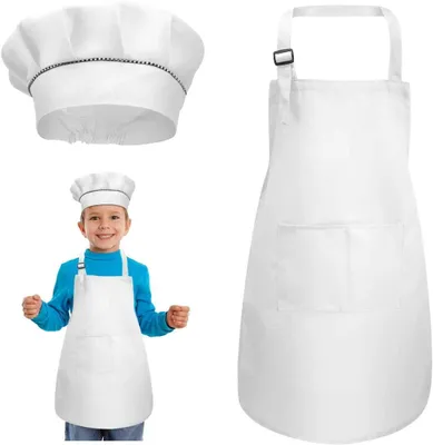 Produktbild von Kinder-Schürze und Kochmütze Set - Verstellbare Schürze für Kinder von 3-6 Jahren