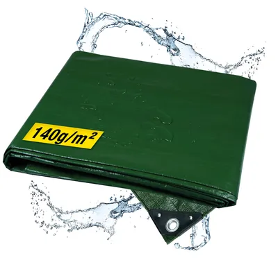 Produktbild von horizont Abdeckplane wasserdicht 140g/m² 4x5m mit reißfesten Ösen, Sandkasten und Pool Abdeckung, Gewebeplane für Auto, Motorrad, Fahrrad - robuste Abdeckfolie für den Außenbereich, grün