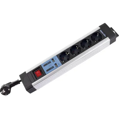 Produktbild von REV 0014438713, 2,2 m, Drinnen, Abgewinkelt, Schwarz, Silber, 4 AC-Ausgänge, 250 V