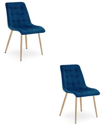 Zdjęcie produktu dla Krzesło welurowe granatowe SPLIT nogi dąb do jadalni salonu loft x2