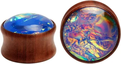 Imagen del producto de Tapas para los oídos de madera, con forma de concha, tipo túnel, diseño único, para piercings