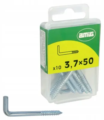 Image de AMIG Crochet droit vissable zingué 3,7x50mm