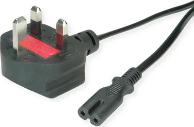 Produktbild von VALUE UK Netzkabel auf Kleingerätesteckdose C7, 2pol., schwarz, 1,95 m