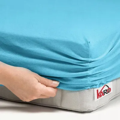 Produktbild von Karo Jersey Spannbettlaken Türkis Baumwolle Weich