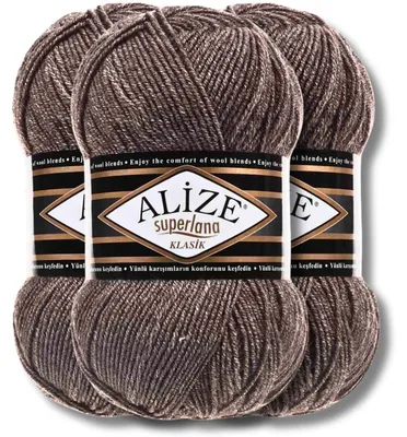 Productafbeelding van Alize 3x 100g Superlana Klasik garen, effen kleur, geschikt voor haken en breien (240)