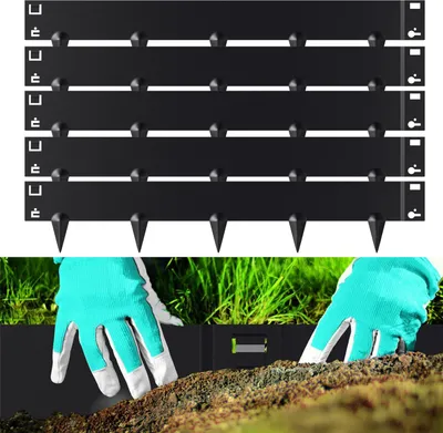 Produktbild von Clanmacy Rasenkante Schnecken Abwehr Verzinkt Blumenzaun Trennrand Gartenumrandung Stahl 100x18cm 50m Schwarz