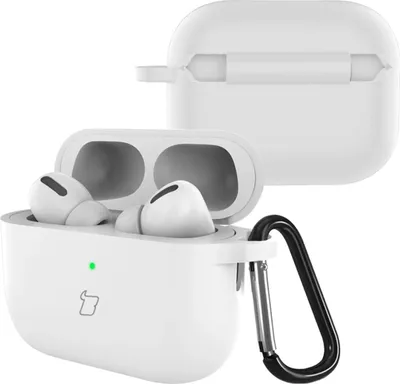 Produktbild von Silikonhülle mit Karabiner für AirPods Pro 3, Bizon Case Headphone Silicone, Weiß
