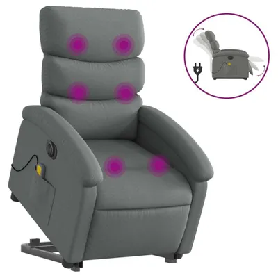 Immagine prodotto di Poltrona Alzapersona Massaggi Elettrica Grigio Scuro Tessuto