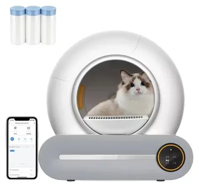 Image de Litière automatique pour chats, autonettoyante, avec fonctions intelligentes, couleur blanche