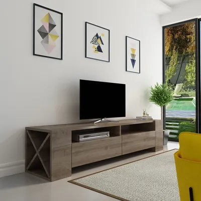 Produktbild von Skye Decor, Sosruko - Walnut, Fernsehtisch, Nussbaum, 100 % MELAMINBESCHICHTETE SPANPLATTEN, 155 x 35 x 35 cm