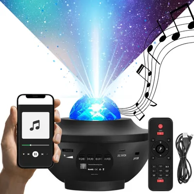 Zdjęcie produktu dla Projektor Gwiazd Rzutnik Nieba Lampka Nocna LED Głośnik Bluetooth + Pilot