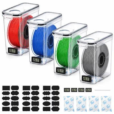 4er-Set luftdichte Filament-Aufbewahrungsboxen mit Hygrometer