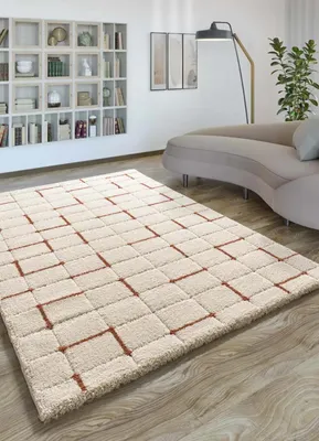 Produktbild von ATTICGO Hochflorteppich BRENDA Geometrisch shaggy in Weiß, 133x190 cm