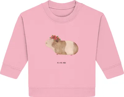 Produktbild von Mr. & Mrs. Panda Organic Baby Pullover Meerschweinchen Weisheit 6. - 12. Monat - Baumwolle Pink - Geschenk, Bullover, Spruch, Lustige Sprüche, Motivation, Realität, Wunder
