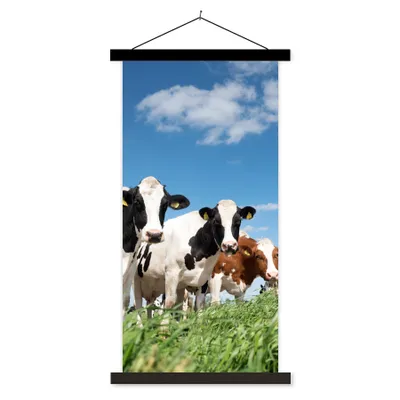 Produktbild von MuchoWow® Textilposter Kühe - Landleben - Weide - Natur - Tiere 60x120 cm mit schwarzem Rahmen - Magnete