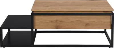 Produktbild von Couchtisch mit Hebeplatte - MDF und Metall - Naturholz und Schwarz - LUTESA