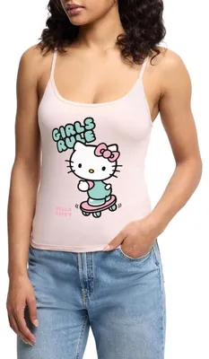 Produktbild von Spreadshirt Hello Kitty Auf Skateboard Girls Rule Frauen Premium Organic Top mit Spaghettiträgern, XL, Puderrosa