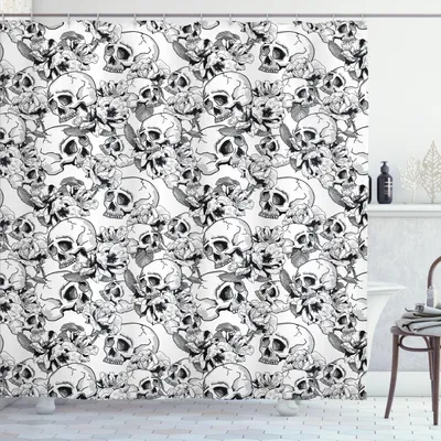 Image de Abakuhaus, rideau de douche "Crâne", 175x200 cm