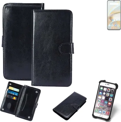 Produktbild von K-S-Trade 360° Hülle kompatibel mit UMIDIGI G3 schwarz Kunstleder Case BookCase WalletCase Kunstlederederhülle Handyhülle, Rundumschutz Bumper