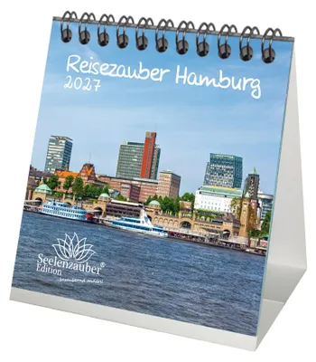 Produktbild von Reisezauber Hamburg Tischkalender 10x10cm für 2027 Hafen Reeperbahn Deutschland - Seelenzauber