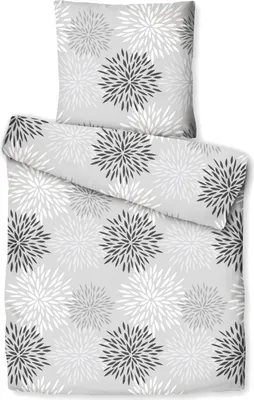 Produktbild von JACK Teddy Flausch Plüsch Bettwäsche 2-tlg. 135x200cm Blumenfeuerwerk Blau Hellgrau, Farbe:Hellgrau