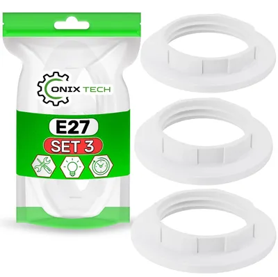 3 Schraubringe für E27-Fassung, weiß, für Tisch- und Stehlampen