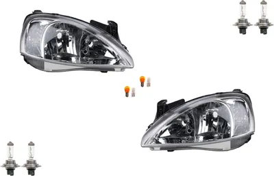 Produktbild von Scheinwerfer passend für Opel Corsa C 09/00-06/03 Leuchtmittel Set Li Re 1216137 1216142 93173249 93173253 1216138 1216139 93173252 931 Johns