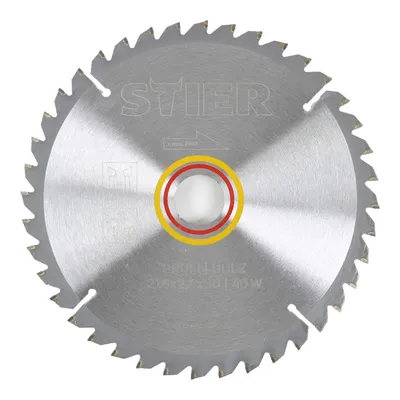 Produktbild von STIER Kreissägeblatt Profi Holz, 216 x 2,4 x 30mm, -5° neg. Spanwinkel, 40 gehärtete Zähne, Wechselzahn