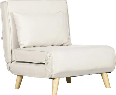 Produktbild von Schlafsessel, Klappbett mit Bettfunktion, Lendenkissen, Klappbar Relaxsessel mit Leinenoptik, Verstellbarer Rückenlehne, bis 150 kg Belastbar, für Wohnzimmer Cremeweiß