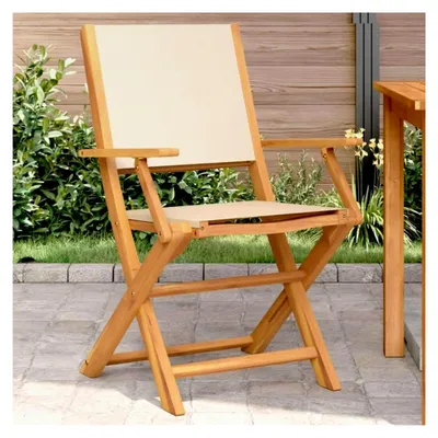 Produktbild von Gartenmöbel Gartenstühle 2 Stück Beige aus massivem Akazienholz und Stoff