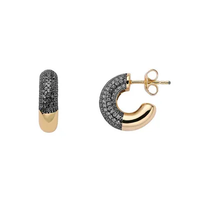 Produktbild von Xenox Damen 925 Sterling Silber Creolen mit Zirkonia in goldfarben - XENOX Glow - XS2041G
