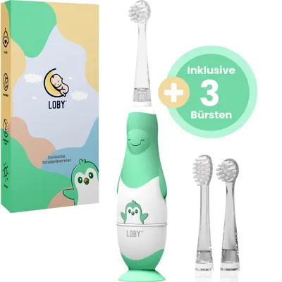 Produktbild von Loby Elektrische Zahnbürste Kinder Baby Kinderzahnbürste Elektrisch ab 0-4 Jahre mit LED Licht Smart Timer Schall Babyzahnbürste Wasserdicht Grün