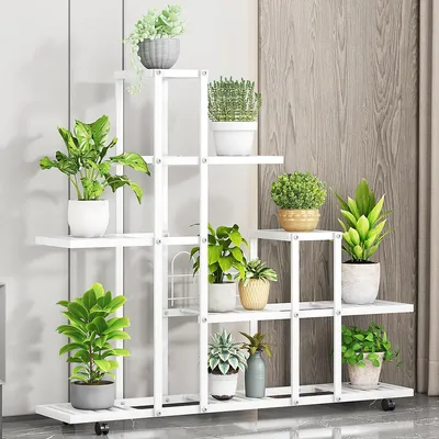 Zdjęcie produktu dla Pflanzenständer Blumenständer Metall Weiß/Grün