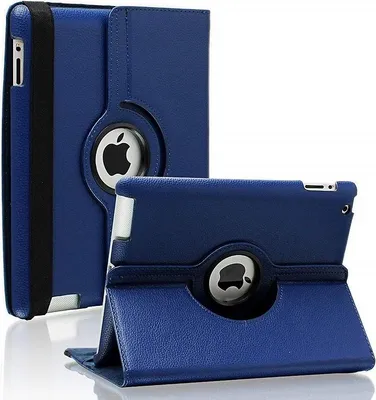 Immagine prodotto di Custodia per iPad 6a generazione / 5a generazione / AIR 2 / AIR 1 - Cover protettiva Blu scuro Custodia girevole a 360° Protezione totale Formato verticale Formato orizzontale Chiusura elastica Phonillico®