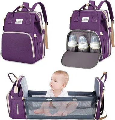 Produktbild von Famanu Wickeltasche Multifunktional - Wasserabweisend, Große Kapazität, Lila