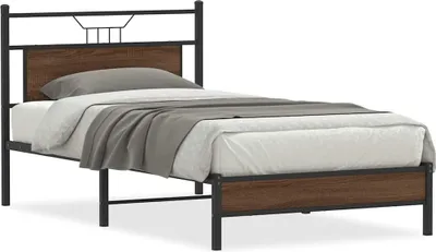 Obrázek produktu pro Maison Exclusive – rám postele bez matrace, hnědý dubový vzhled, 107 x 203 cm