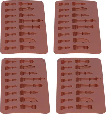 Image de 4PCS Moule en silicone en forme d'échecs Moule à chocolat pour gâteau pour le bricolage Fournitures de pâtisserie