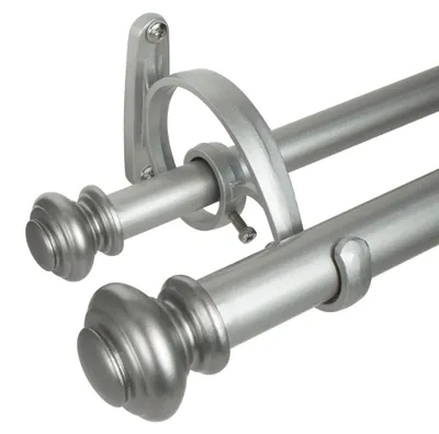 Doppel-Gardinenstangen-Set, teleskopisch, 72-144 Zoll, Antik Silber