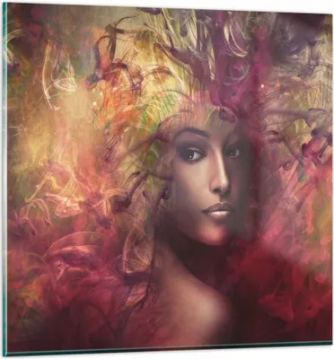 Produktbild von Bilder auf glas - frau gesicht - 50x50cm - Glasbilder - Wandbilder - Bilder - Kunstdruck - zum Aufhängen bereit - Wanddekoration aus Glas - Glas Bilder - Wandbild auf Glas - Einteilig - GAC50x50-3736