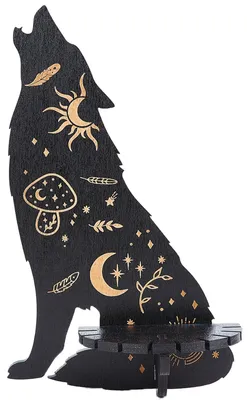 Holz-Wolf-Kristallregal, schwebend, 25x15 cm, schwarz